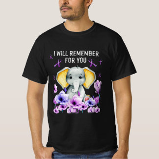 Alzheimer Awareness Cute Elephant I Will Remember  T-Shirt