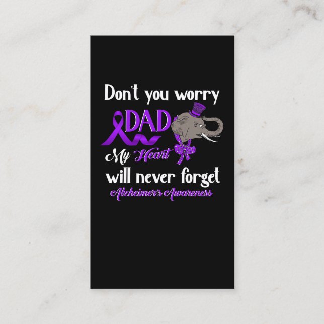 Alzheimer Awareness Dad Elefant Family Support Business Card (Front)