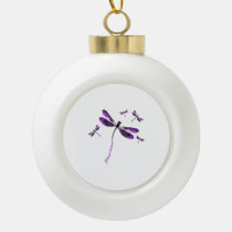 Alzheimer Awareness Dragonfly Gift Ceramic Ball Christmas Ornament