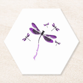 Alzheimer Awareness Dragonfly Gift Paper Coaster