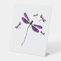 Alzheimer Awareness Dragonfly Gift Pedestal Sign