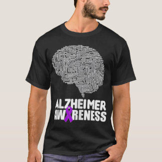 Alzheimer Awareness Purple Ribbon Support Walk T-Shirt