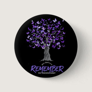 Alzheimer Awareness Tee For Men And Women Purple B Button