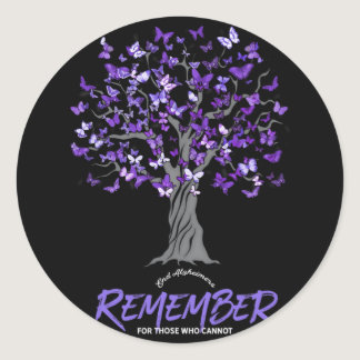 Alzheimer Awareness Tee For Men And Women Purple B Classic Round Sticker