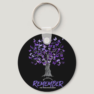 Alzheimer Awareness Tee For Men And Women Purple B Keychain