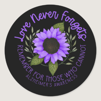 Alzheimer Awareness Tee For Men And Women Purple S Classic Round Sticker