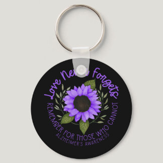 Alzheimer Awareness Tee For Men And Women Purple S Keychain