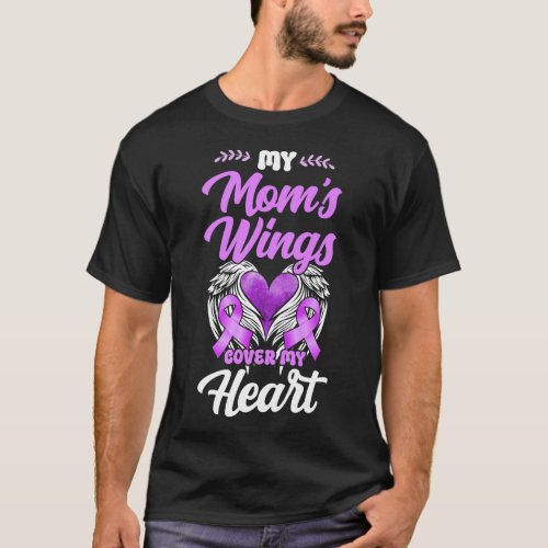 Alzheimer Dementia My Moms Wings Cover My Heart T_Shirt