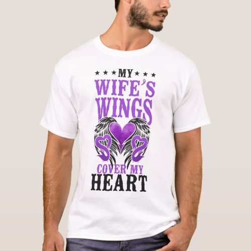 Alzheimer Dementia My Wifes Wings Cover My Heart T_Shirt
