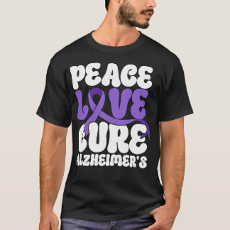 Alzheimer Dementia Peace Love Cure Alzheimer's T-Shirt