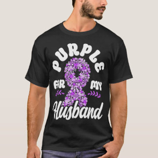 Alzheimer Dementia Purple For My Husband Husband T-Shirt