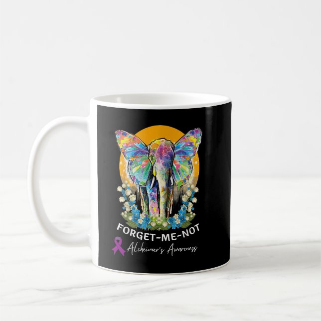 Alzheimer Elephant Forget-me-not Alzheimer Awarene Coffee Mug (Left)