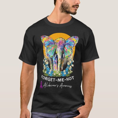 Alzheimer Elephant Forget_me_not Alzheimer Awarene T_Shirt