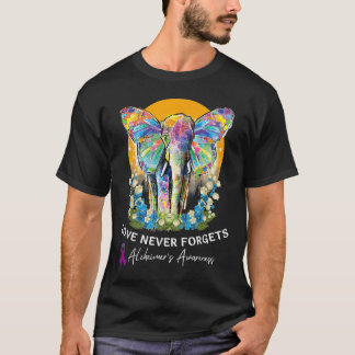 Alzheimer Elephant Love Never Forgets Alzheimer Aw T-Shirt