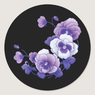 Alzheimer Purple Floral Pansy Alzheimer&#39;s Awar Classic Round Sticker