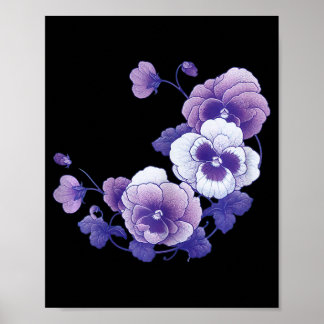 Alzheimer Purple Floral Pansy Alzheimer's Awar Poster