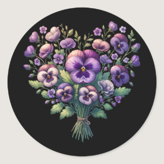 Alzheimer Purple Floral Pansy Dementia Alzheimer&# Classic Round Sticker