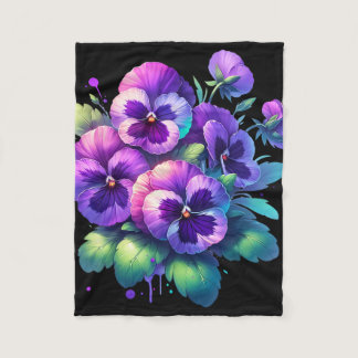Alzheimer Purple Floral Pansy Dementia Alzheimer&# Fleece Blanket