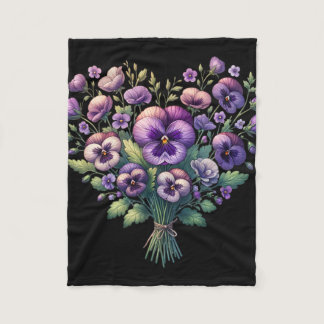 Alzheimer Purple Floral Pansy Dementia Alzheimer&# Fleece Blanket