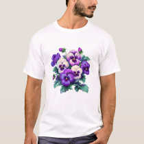 Alzheimer Purple Floral Pansy Dementia Alzheimer's T-Shirt