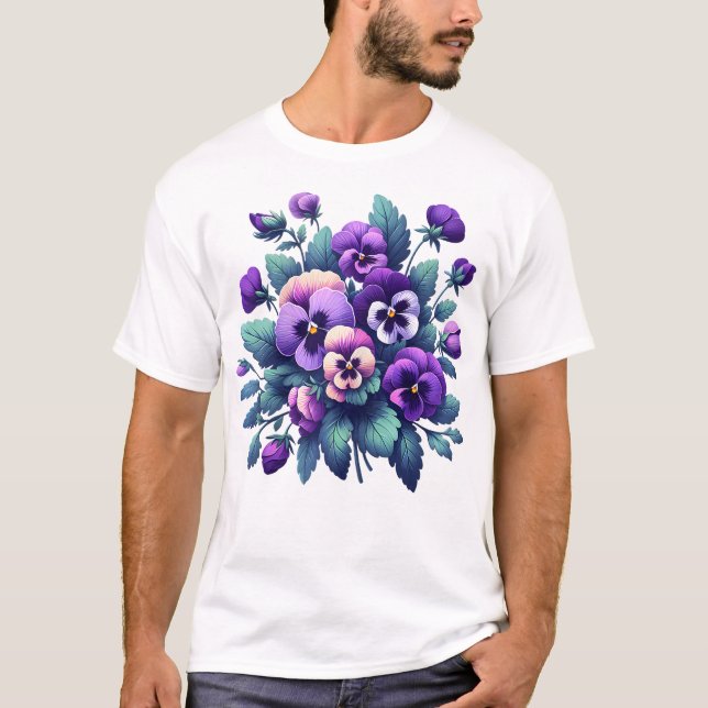 alzheimer purple floral pansy dementia alzheimer's T-Shirt (Front)