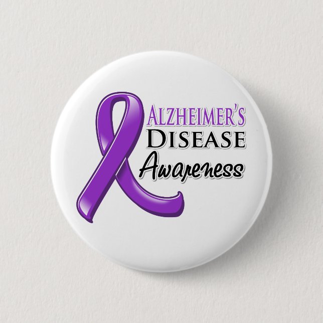 Alzheimer’s Disease Awareness Ribbon Pinback Button (Front)