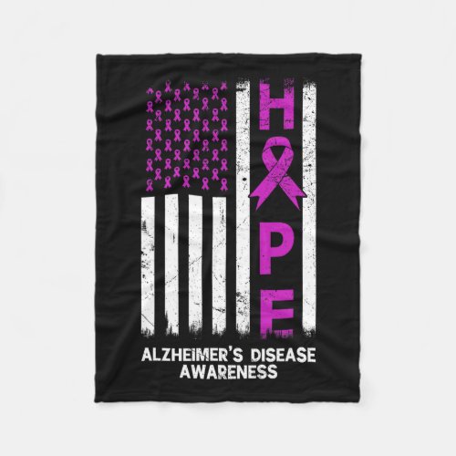 Alzheimerheimer Disease Awareness American Flag Me Fleece Blanket