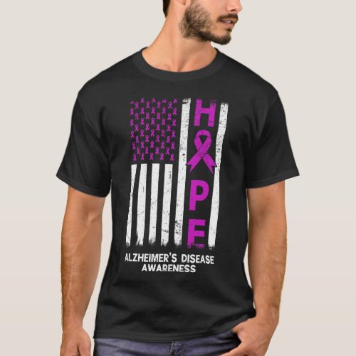 Alzheimerheimer Disease Awareness American Flag Me T_Shirt