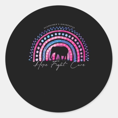 Alzheimerheimer End Awareness Rainbow Elephant  Classic Round Sticker