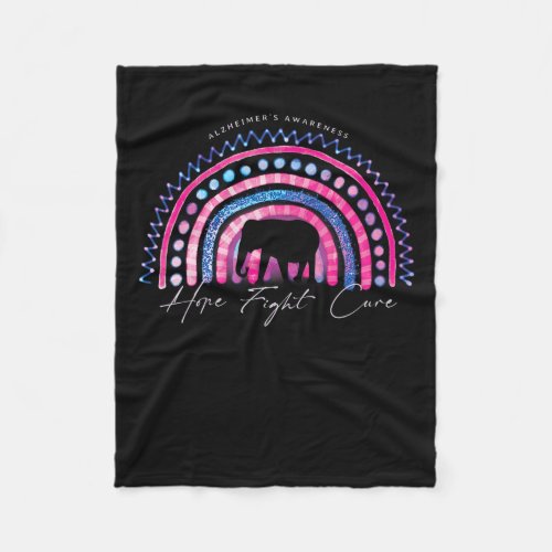 Alzheimerheimer End Awareness Rainbow Elephant  Fleece Blanket