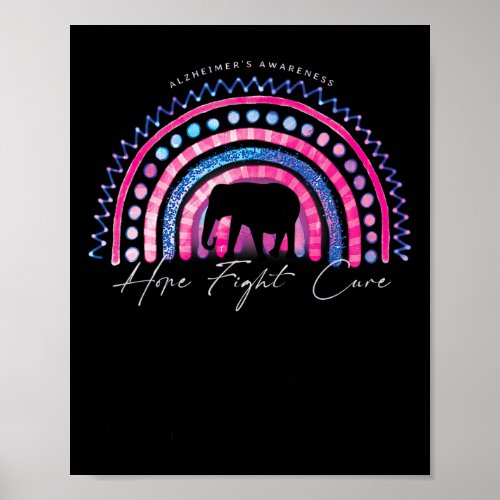 Alzheimerheimer End Awareness Rainbow Elephant  Poster