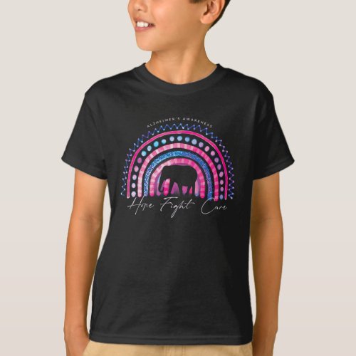 Alzheimerheimer End Awareness Rainbow Elephant  T_Shirt