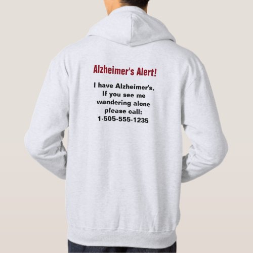 Alzheimers Alert with Personalized Phone Number Hoodie
