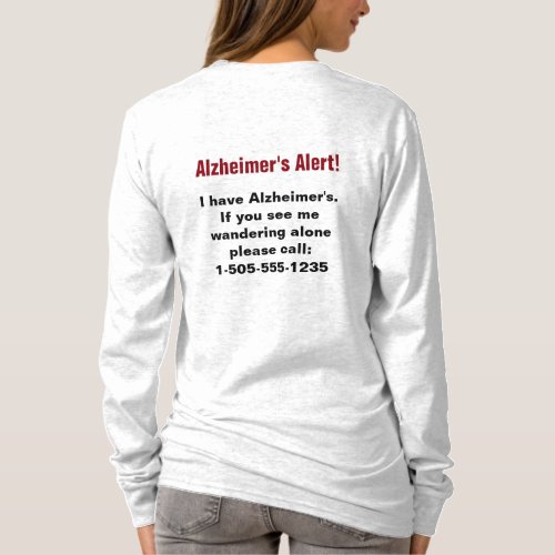 Alzheimers Alert with Personalized Phone Number T_Shirt