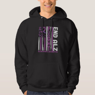 Alzheimers American Flag End Alz Alzheimer's Aware Hoodie