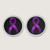 Alzheimers and Crohns & Colitis Purple Ribbon Cufflinks