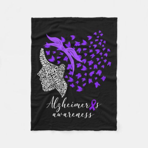 Alzheimers Awareness Alzheimers Purple Butterflies Fleece Blanket