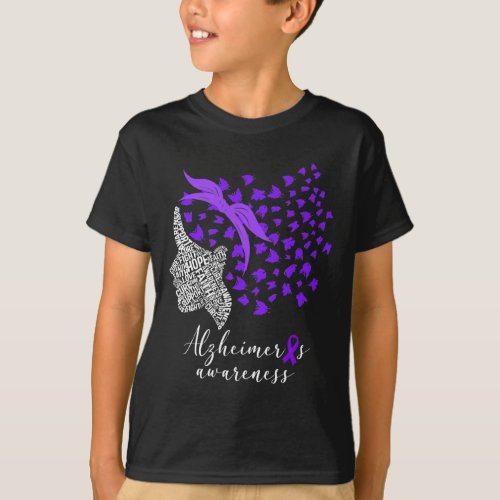 Alzheimers Awareness Alzheimers Purple Butterflies T_Shirt