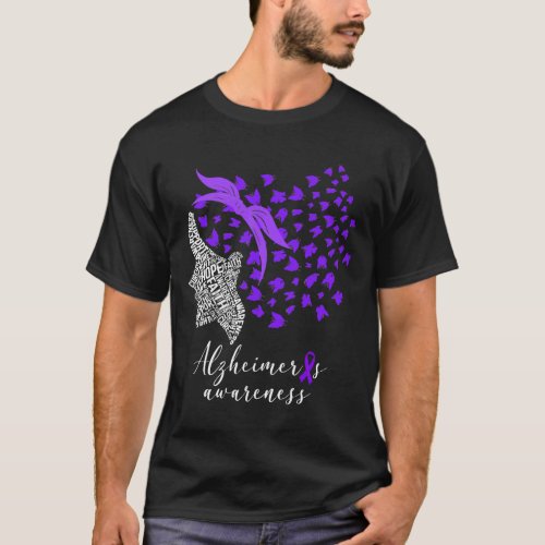 Alzheimers Awareness Alzheimers Purple Butterflies T_Shirt