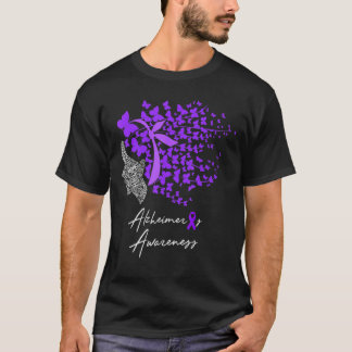 Alzheimers Awareness Alzheimers Purple Butterflies T-Shirt