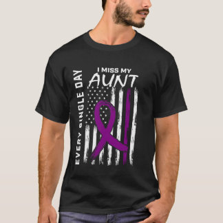 Alzheimers Awareness Aunt American Flag 4th of Jul T-Shirt
