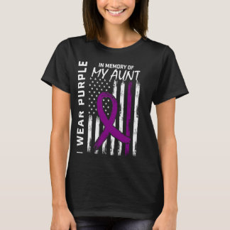 Alzheimers Awareness Aunt American Flag 4th of Jul T-Shirt