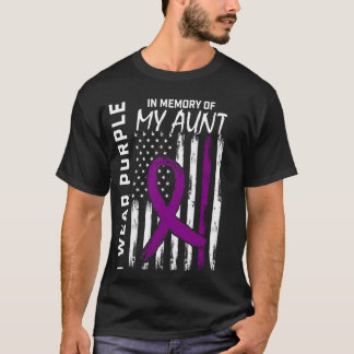 Alzheimers Awareness Aunt American Flag 4th of Jul T-Shirt