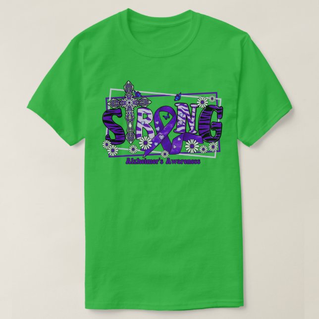 Alzheimers Awareness Awareness cross ribbon Strong T-Shirt (Design Front)