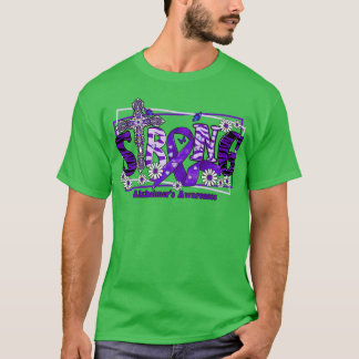 Alzheimers Awareness Awareness cross ribbon Strong T-Shirt