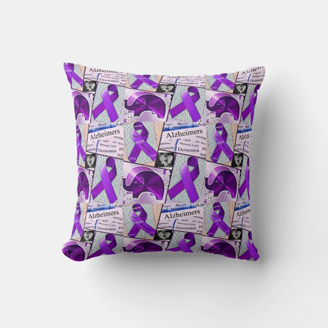 Alzheimer's Awareness Collage Throw Pillow (Front)