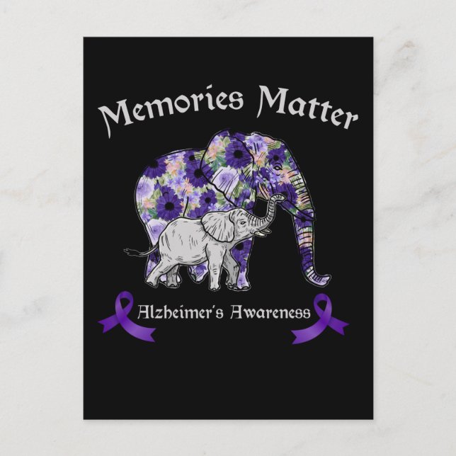 Alzheimers Awareness Cute Elephant Family Support Postcard (Front)