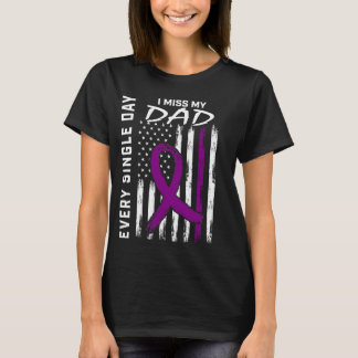 Alzheimers Awareness Dad American Flag 4th of July T-Shirt