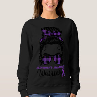 Alzheimer's Awareness Day Warrior Messy Bun Women  Sweatshirt