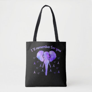 Alzheimers Awareness Elephant Family Memories Tote Bag